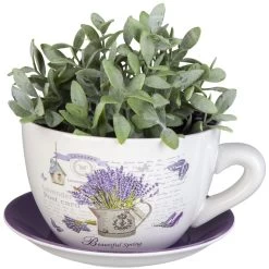 Pflanzgefäß - Tasse Mit Lavendel - Aus Keramik - Verschiedene Größen