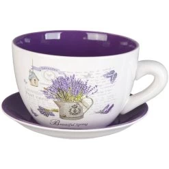 Pflanzgefäß - Tasse Mit Lavendel - Aus Keramik -