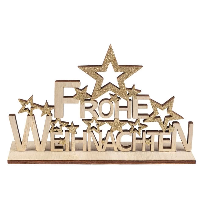 Deko-Schriftzug - Frohe Weihnachten - Aus Holz - Ca. 18 X 4 X 12 Cm 1 Deko-Schriftzug - Frohe Weihnachten - Aus Holz - Ca. 18 X 4 X 12 Cm