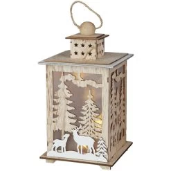 LED-Laterne - Aus Holz - Ca. 16,5 X 16,5 X 30 Cm