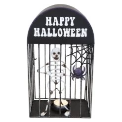 Teelichthalter - Skelett In Käfig - Ca. 23 X 14,5 X 40 Cm