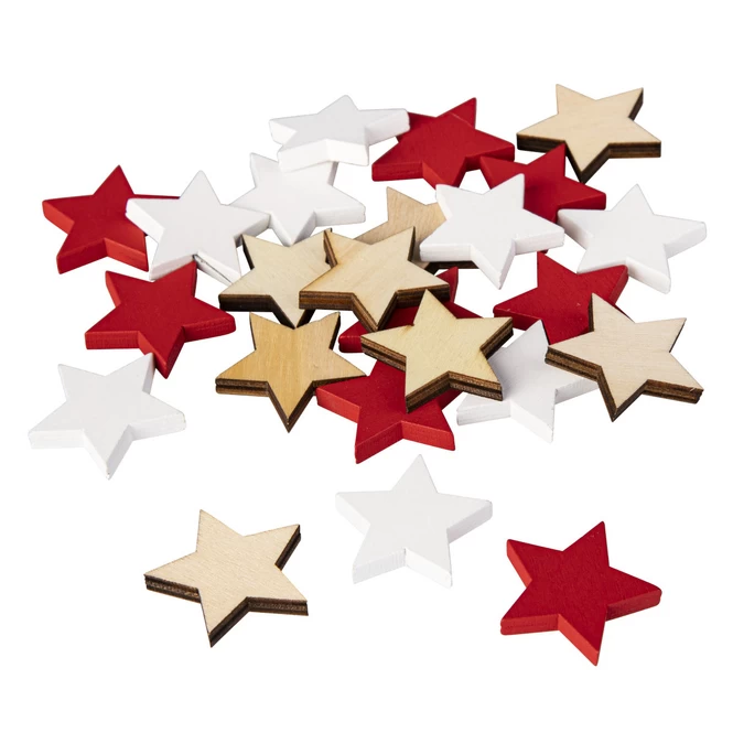 Streudeko - Sterne - Aus Holz - Ø = Ca. 3 Cm 1 Streudeko - Sterne - Aus Holz - Ø = Ca. 3 Cm