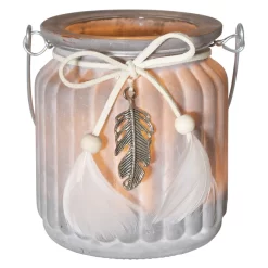 Teelichtglas - Federn - Ca. 7,5 X 9 Cm -Keeeper Store 229873 2