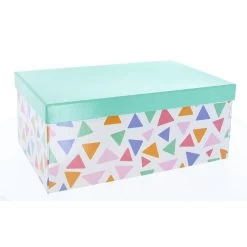 Geschenkbox - M - Dreiecke Mint - Aus Papier - Ca. 24 X 15,5 X 9,5 Cm
