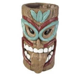 Pflanzgefäß - Totem-Gesicht - Aus Magnesia - Ca. 15,5 X 14,5 X 25,5 Cm