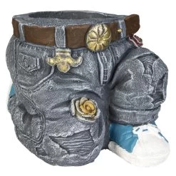 Pflanzgefäß - Jeanshose - Aus Magnesia - Ca. 21,5 X 26,5 X 19,5 Cm