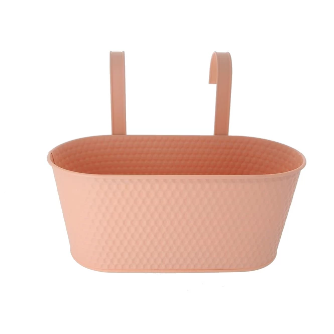 Hängepflanztopf Mit Honigwabenprägung - Aprikot - Aus Metall - Ca. 32 X 16 X 26 Cm 1 Hängepflanztopf Mit Honigwabenprägung - Aprikot - Aus Metall - Ca. 32 X 16 X 26 Cm