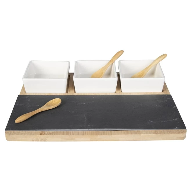 Servierteller - Aus Bambus - Ca. 28 X 22 X 4 Cm - Inkl. Schälchen Und Löffel 2 Servierteller - Aus Bambus - Ca. 28 X 22 X 4 Cm - Inkl. Schälchen Und Löffel – Bild 2