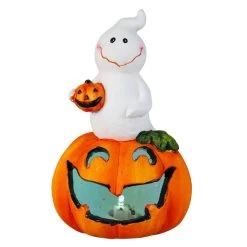 LED-Windlicht - Kürbis - Aus Terrakotta - Ca. 12,5 X 12,5 X 20 Cm