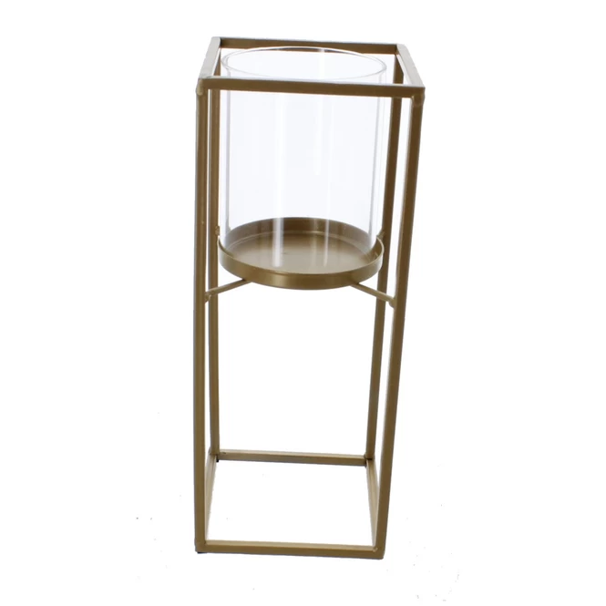 Windlicht Säule Gold/klar - Ca. 12 X 12 X 30 Cm 1 Windlicht Säule Gold/klar - Ca. 12 X 12 X 30 Cm