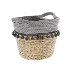 Korb Braun/grau - Aus Stroh Und Papierseil - Ca. 25/34x20 Cm