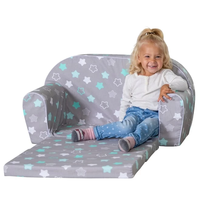 Besttoy - Kindersofa - Sterne - Grau/weiß/türkis 1 Besttoy - Kindersofa - Sterne - Grau/weiß/türkis