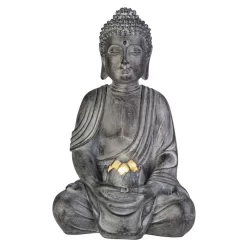 Buddha Mit Solar LED - Aus Polyresin - Ca. 19 X 15 X 30 Cm