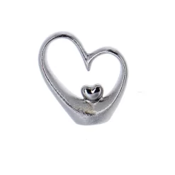 Herzsilhouette Silber - Aus Keramik - Ca. 13,5 X 4 X 15 Cm