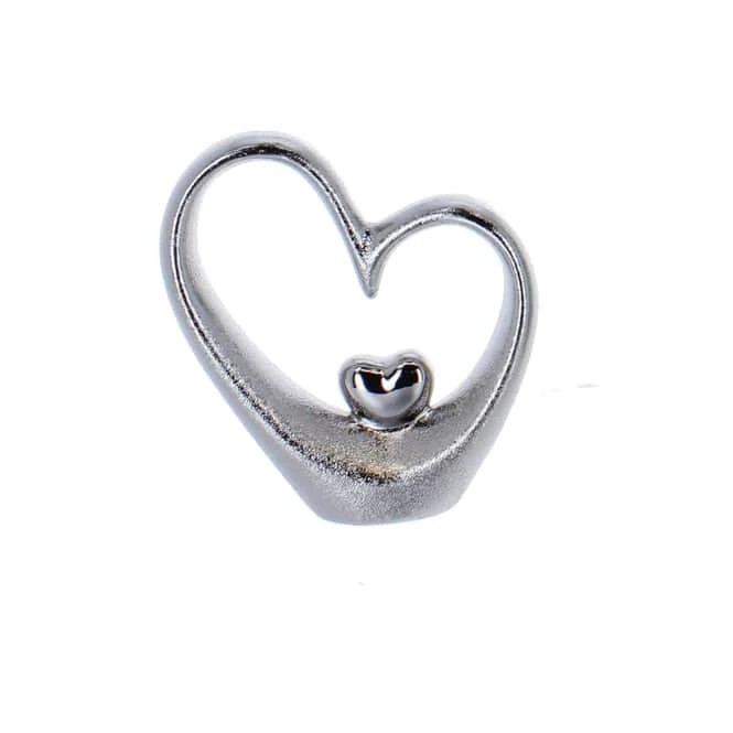 Herzsilhouette Silber - Aus Keramik - Ca. 13,5 X 4 X 15 Cm 1 Herzsilhouette Silber - Aus Keramik - Ca. 13,5 X 4 X 15 Cm