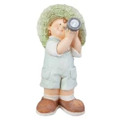 Dekokind Mit Solar LED - Junge Mit Kamera - Ca. 22 X 22 X 45 Cm