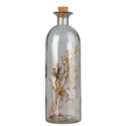 Flasche Mit Trockenblumen - Aus Glas - Ca. 8,5 X 26 Cm