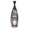 Windlicht - Schwarz - Aus Metall Und Glas - Ca. 16 X 15 X 50,5 Cm