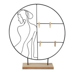 Bilderrahmen - Frauensilhouette Linksblickend - Aus Metall Und Holz - Ca. 35,5 X 7 X 40,5 Cm