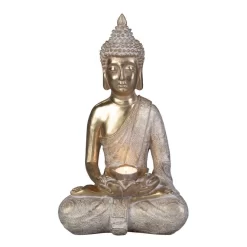 Buddha Sitzend Mit Teelichthalter - Aus Polyresin - Ca. 24 X 17,5 X 39 Cm