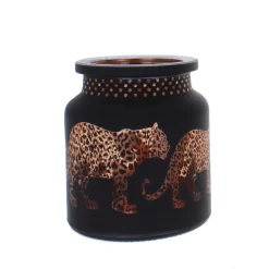 Windlicht - Leoparden - Aus Glas - Ca. 10 X 11,5 Cm