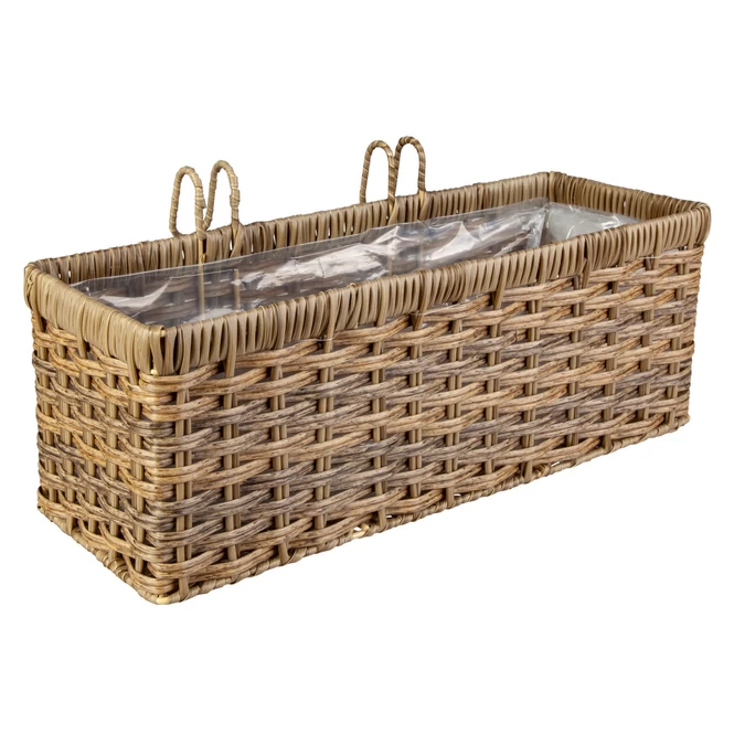 Hängepflanzkorb - Grau/braun - Aus Kunststoffrattan - Ca. 39 X 14 X 14 Cm 1 Hängepflanzkorb - Grau/braun - Aus Kunststoffrattan - Ca. 39 X 14 X 14 Cm