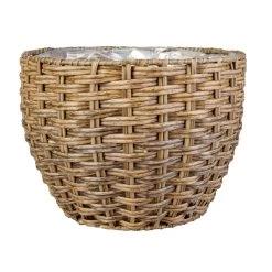 Pflanzkorb Rund - Grau/braun - Aus Kunststoffrattan - Ca. 31 X 23 Cm