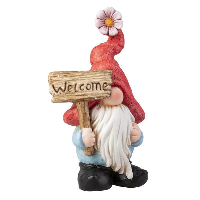 Wichtel Mit Schild - Welcome - Aus Keramik - Ca. 13,5 X 9,5 X 23 Cm 1 Wichtel Mit Schild - Welcome - Aus Keramik - Ca. 13,5 X 9,5 X 23 Cm
